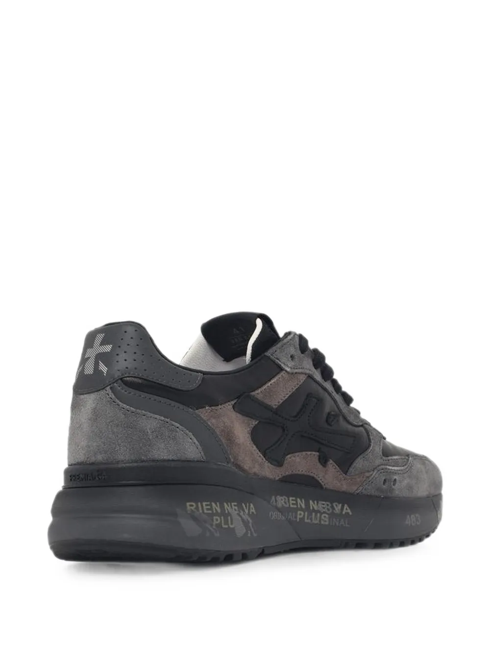 Premiata Mick suede-panel sneakers Zwart