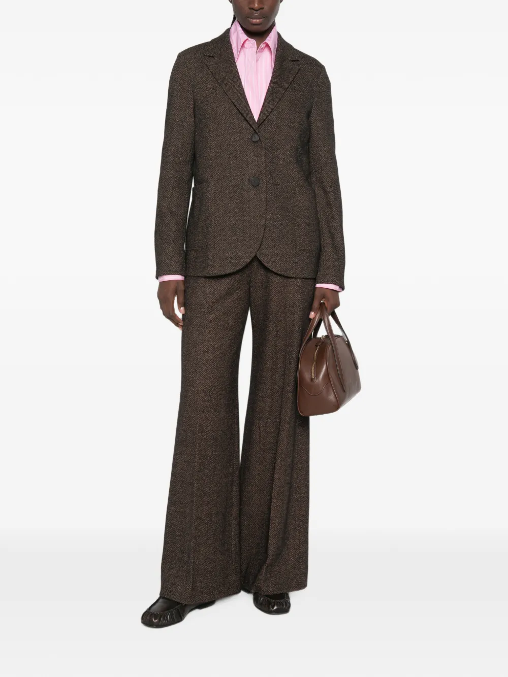 Harris Wharf London herringbone single-breasted jacket Bruin