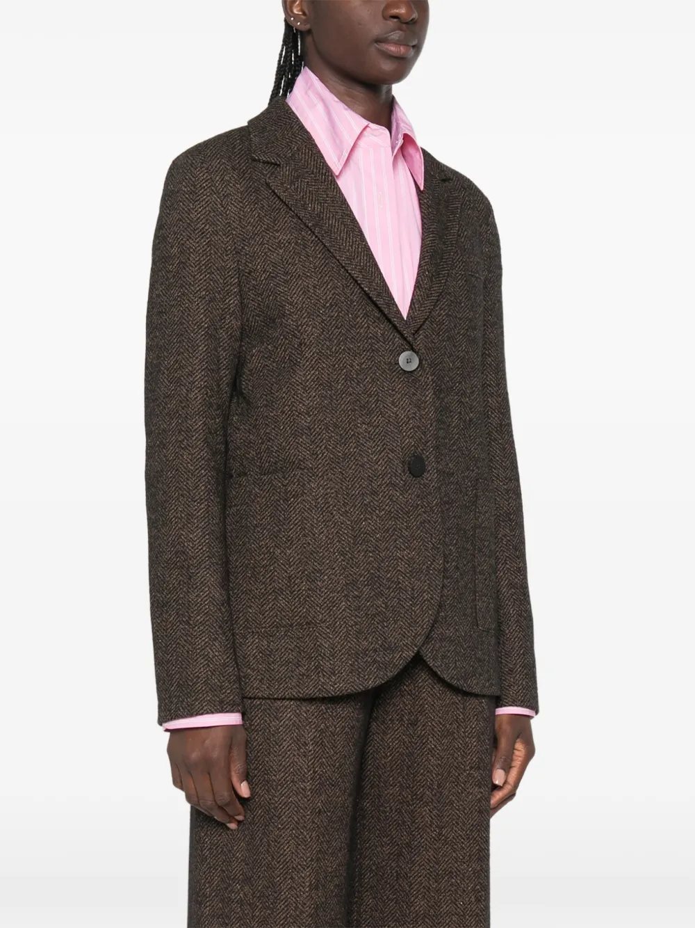 Harris Wharf London herringbone single-breasted jacket Bruin