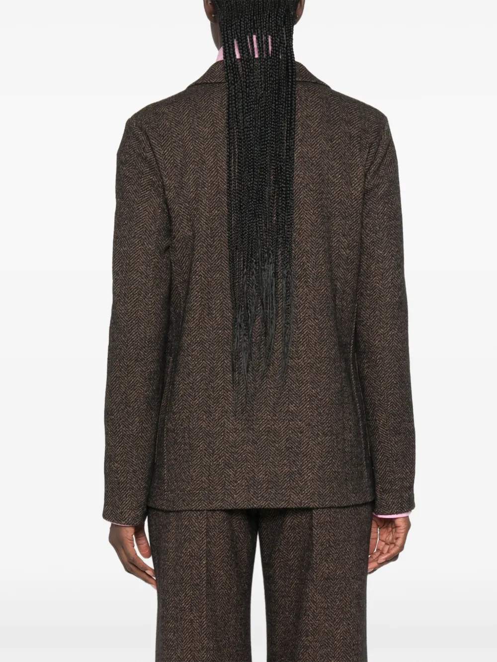 Harris Wharf London herringbone single-breasted jacket Bruin