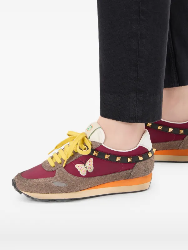 Valentino Garavani スプリットレザー＆ナイロン スタッズアップ