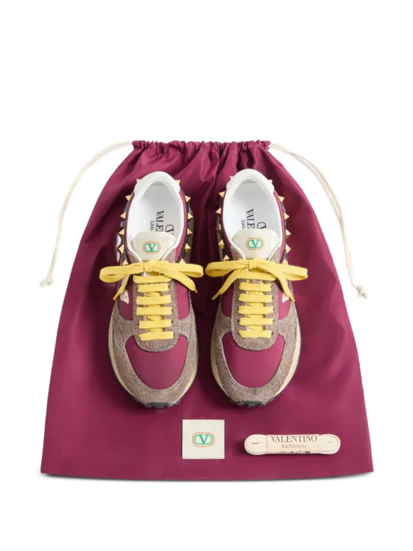 Valentino Garavani スプリットレザー＆ナイロン スタッズアップ