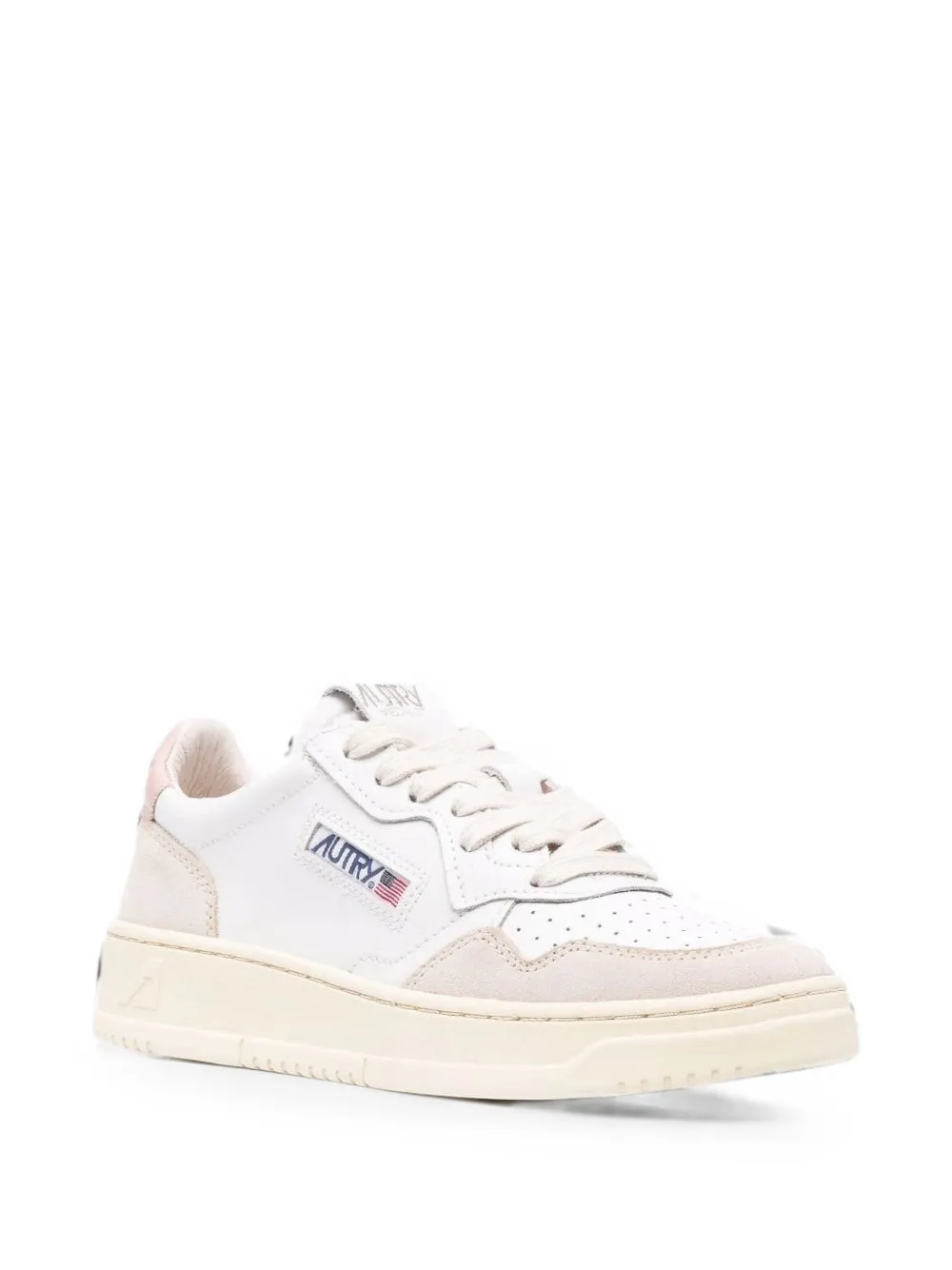 Autry Medalist low sneakers in white and powder leather and beige suede Wit
