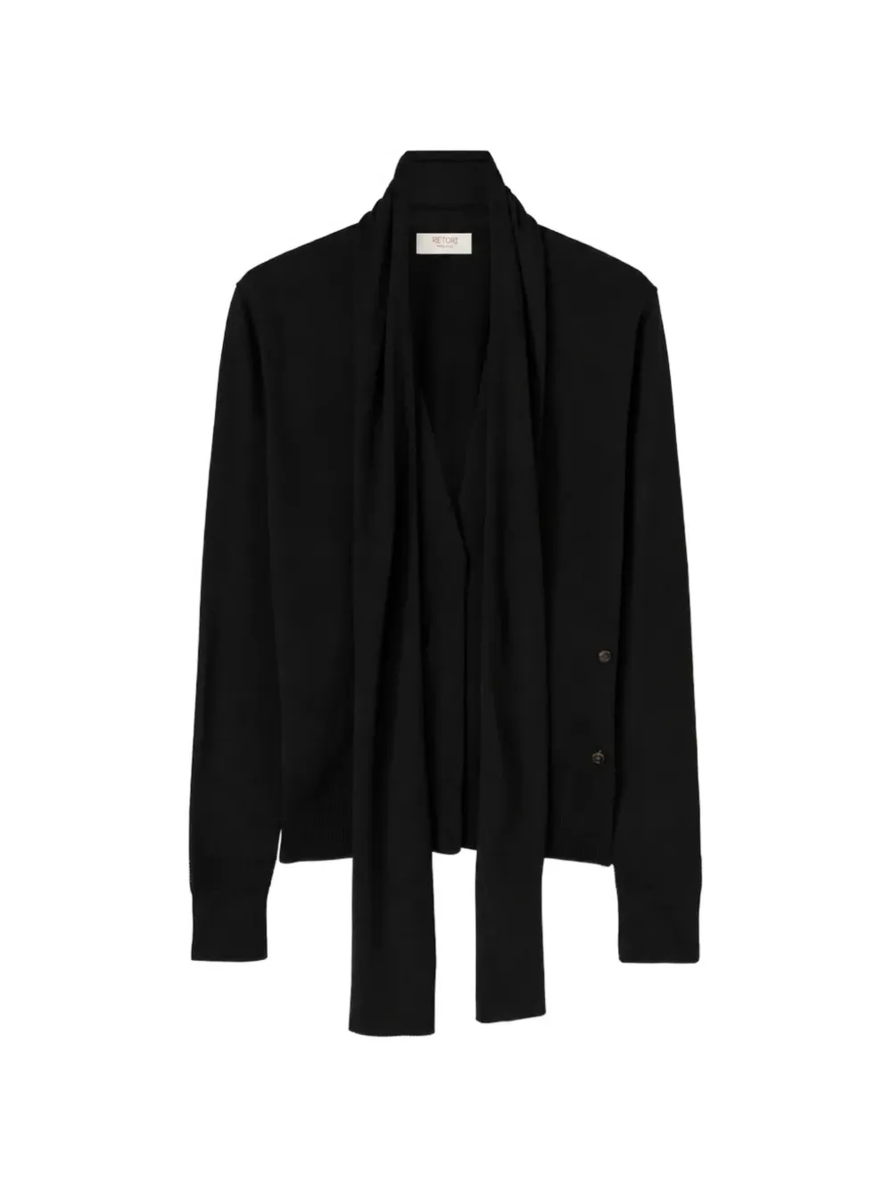 RETORI scarf-detail button-up cardigan - Schwarz