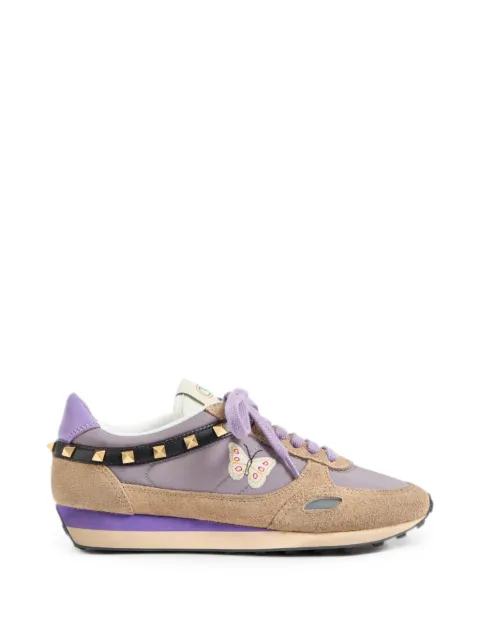 Valentino Garavani Stud Up trainers in split leather and nylon with butterfly embroidery