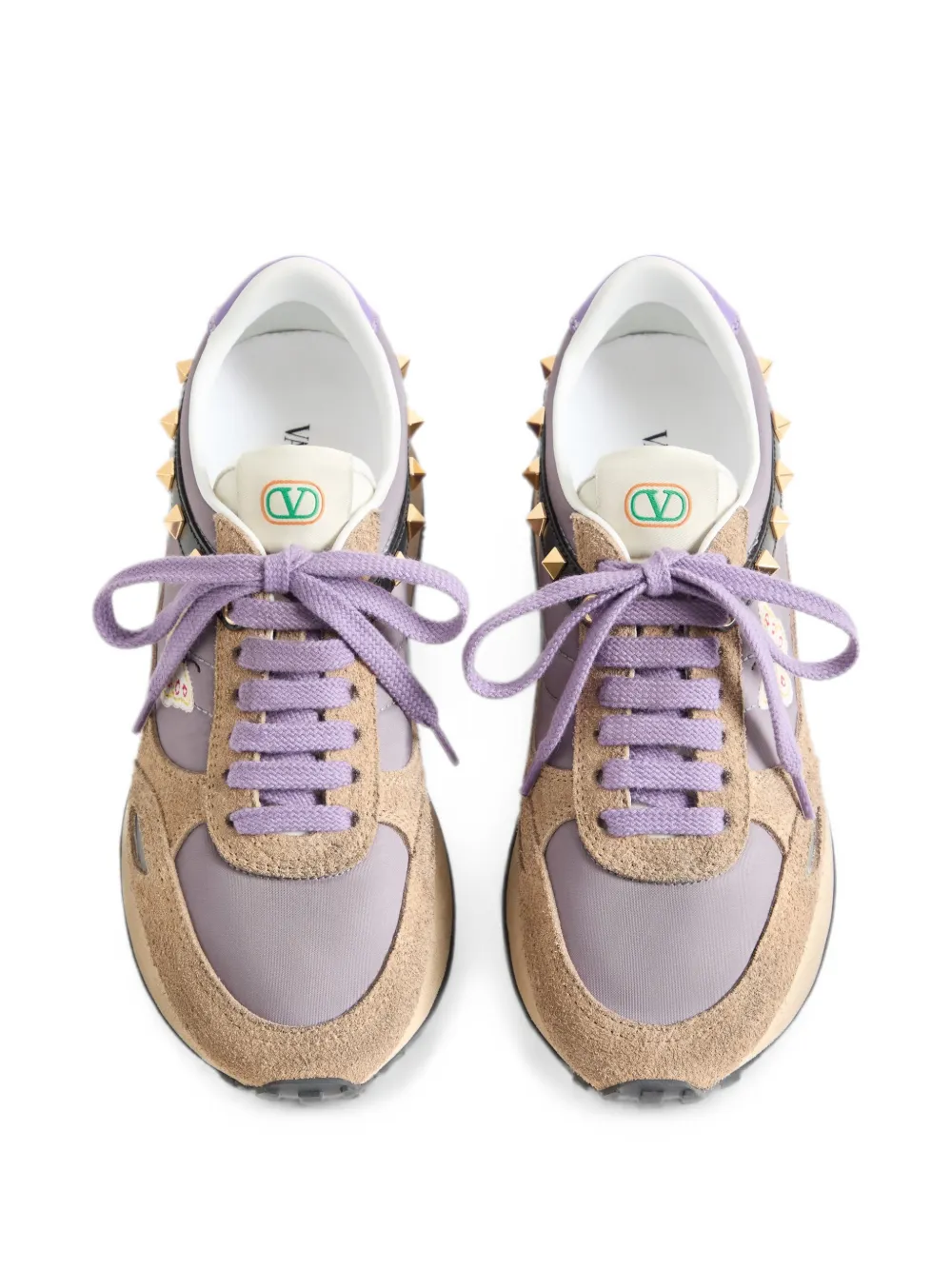 Valentino Garavani Sneakers van leer en nylon met geborduurde vlinder Paars