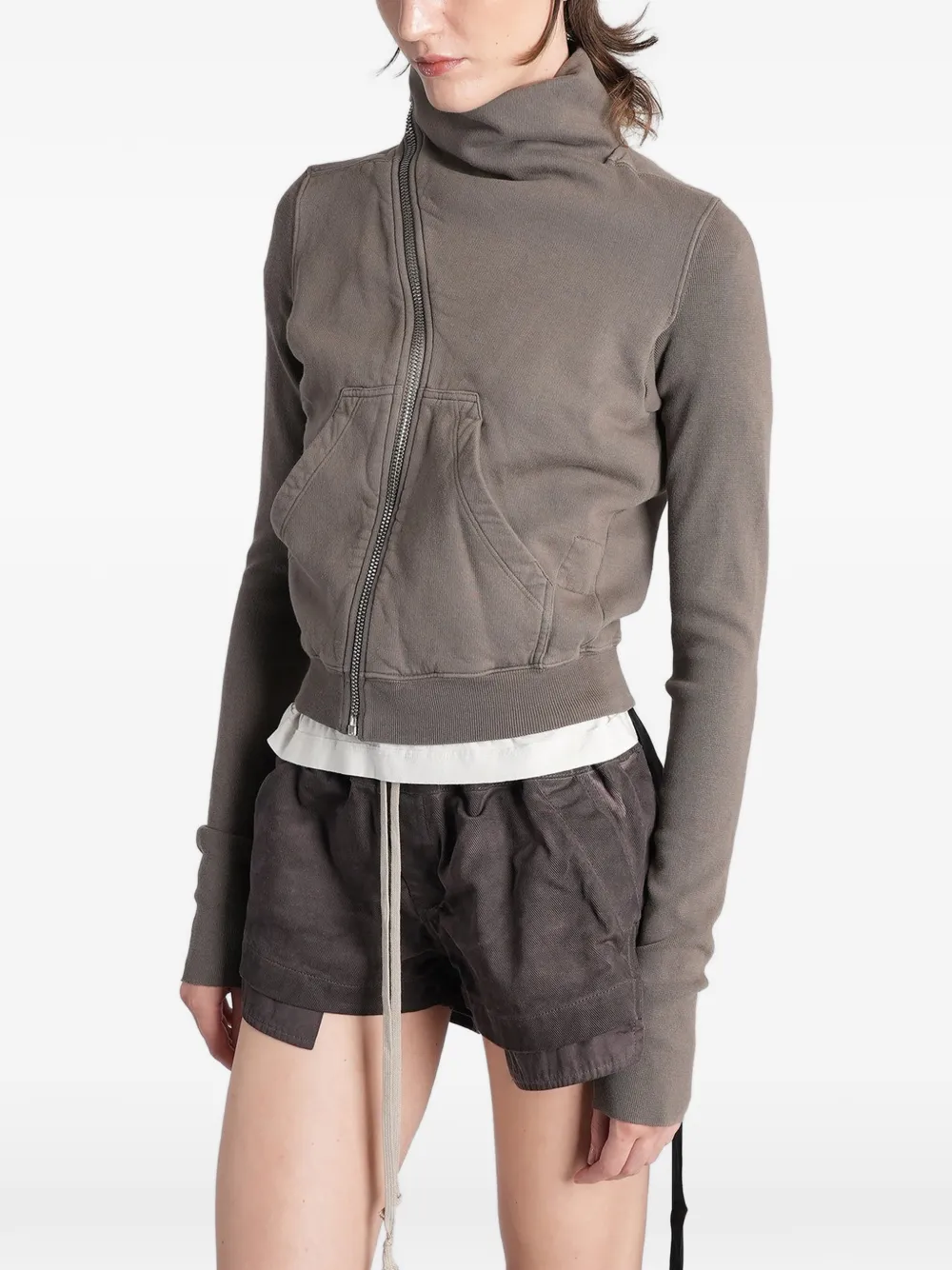 Rick Owens DRKSHDW Mountain sweater met asymmetrische rits Grijs