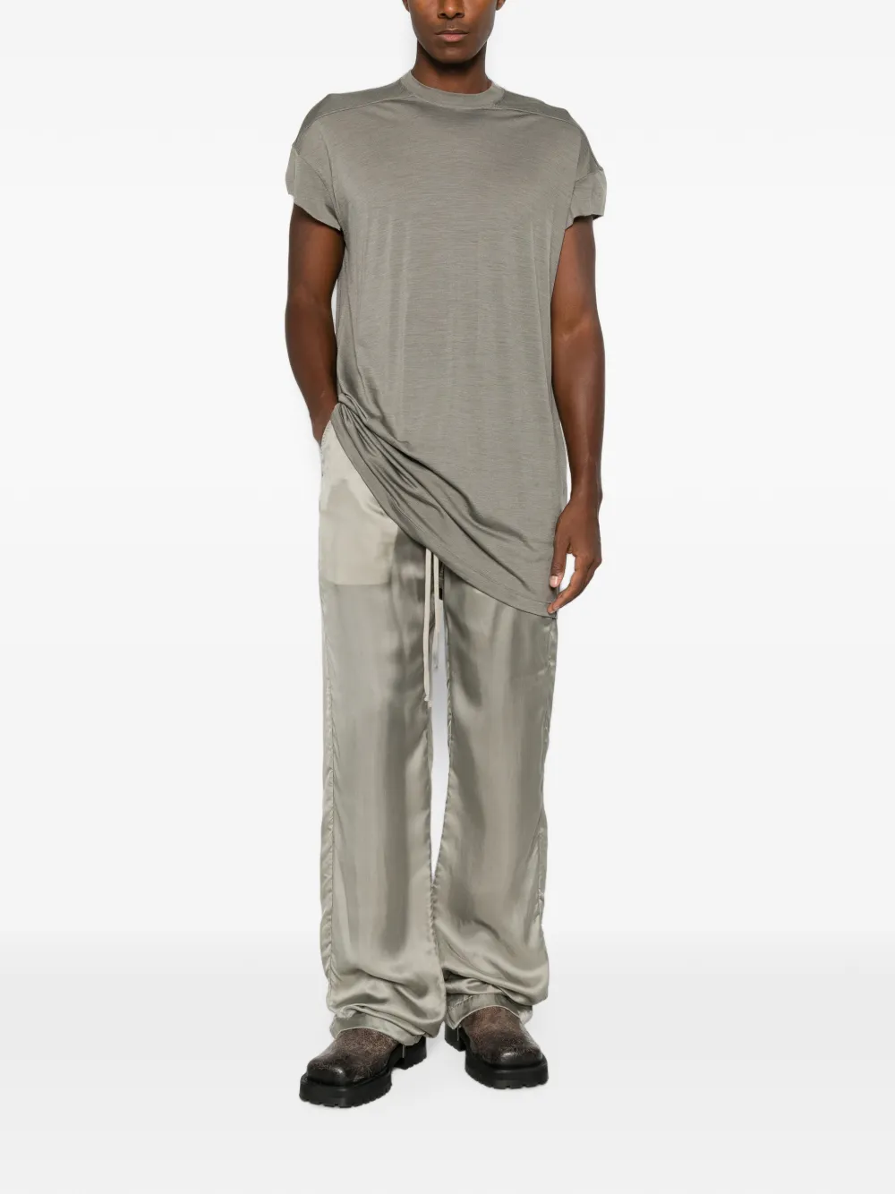 Rick Owens Broek met wijde pijpen en trekkoord Grijs