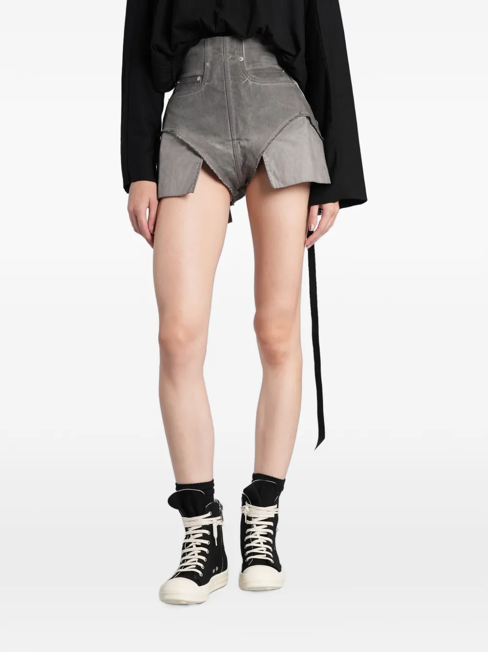 Rick Owens DRKSHDW Tower Dirt cutoffs in dark dust 13oz Lido wash-denim - Grau