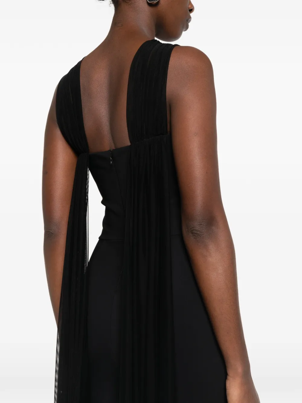 CHIARA BONI La Petite Robe Eridani Illusion tulle-panelled halterneck maxi dress Zwart