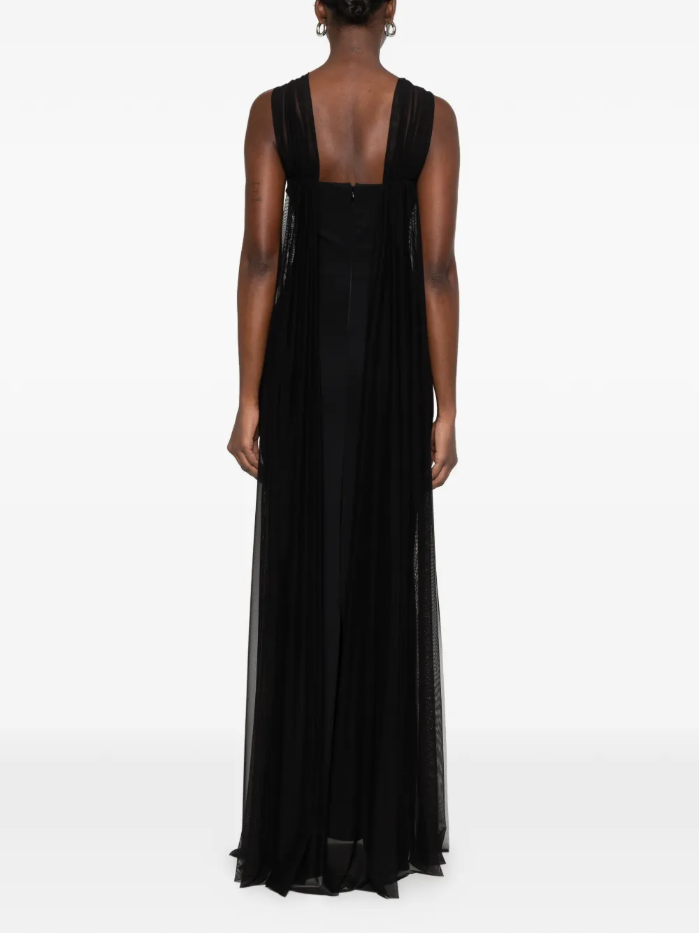 CHIARA BONI La Petite Robe Eridani Illusion tulle-panelled halterneck maxi dress Zwart