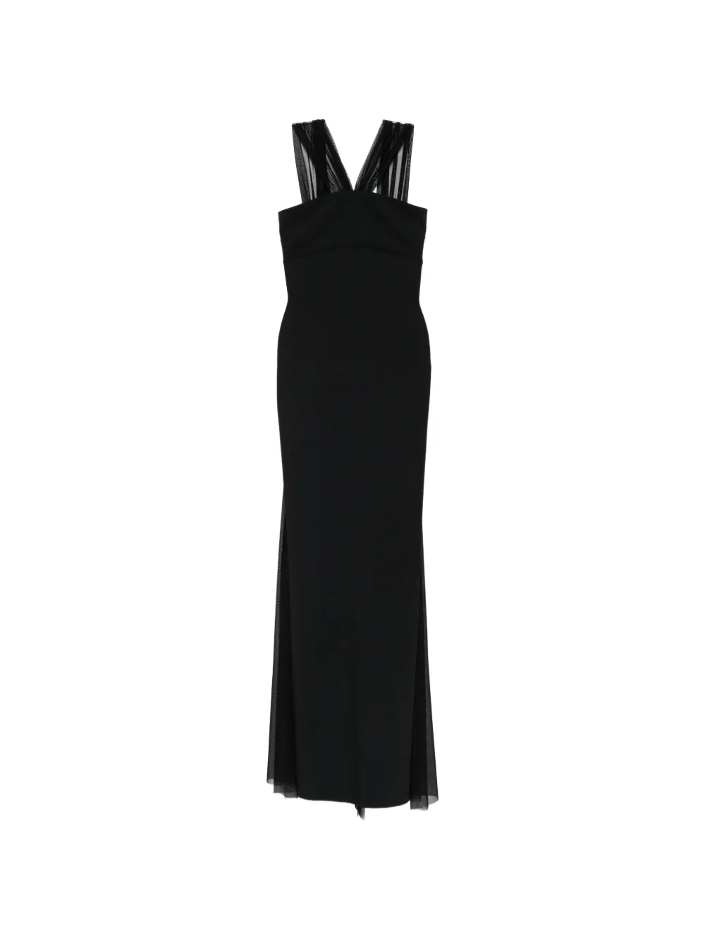 CHIARA BONI La Petite Robe Eridani Illusion tulle-panelled halterneck maxi dress Zwart