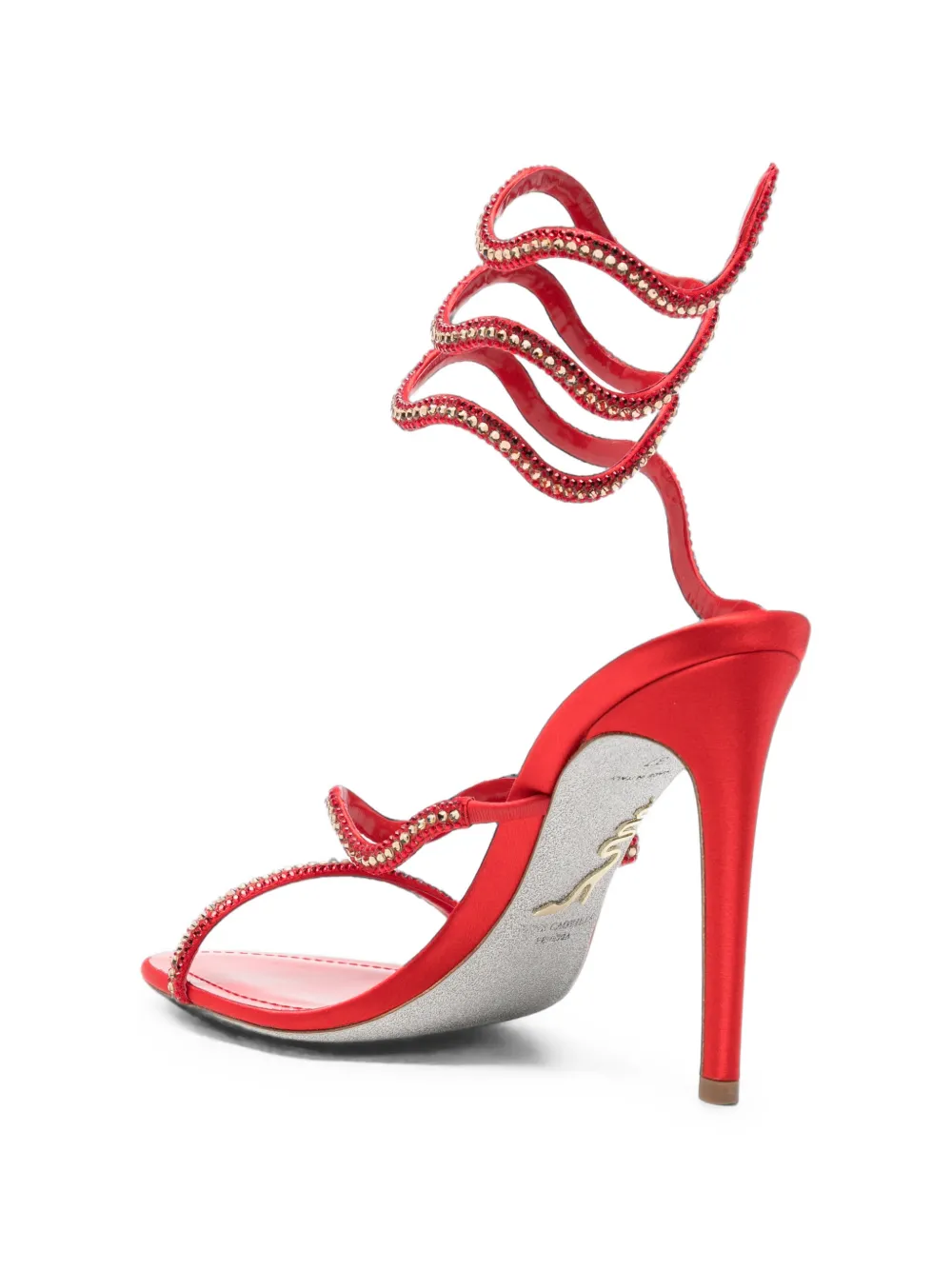 René Caovilla Cleo crystal-embellished sandals Rood