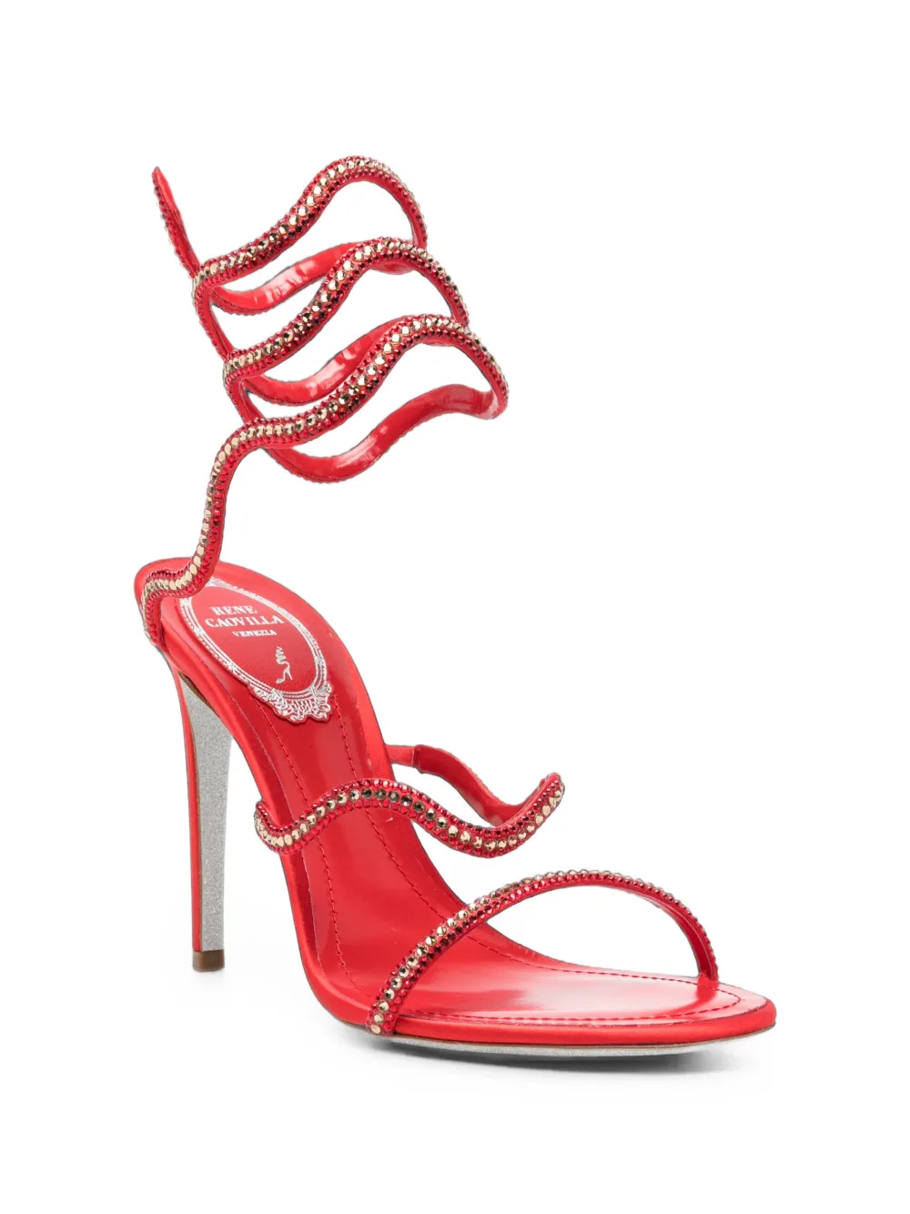 René Caovilla Cleo crystal-embellished sandals Rood