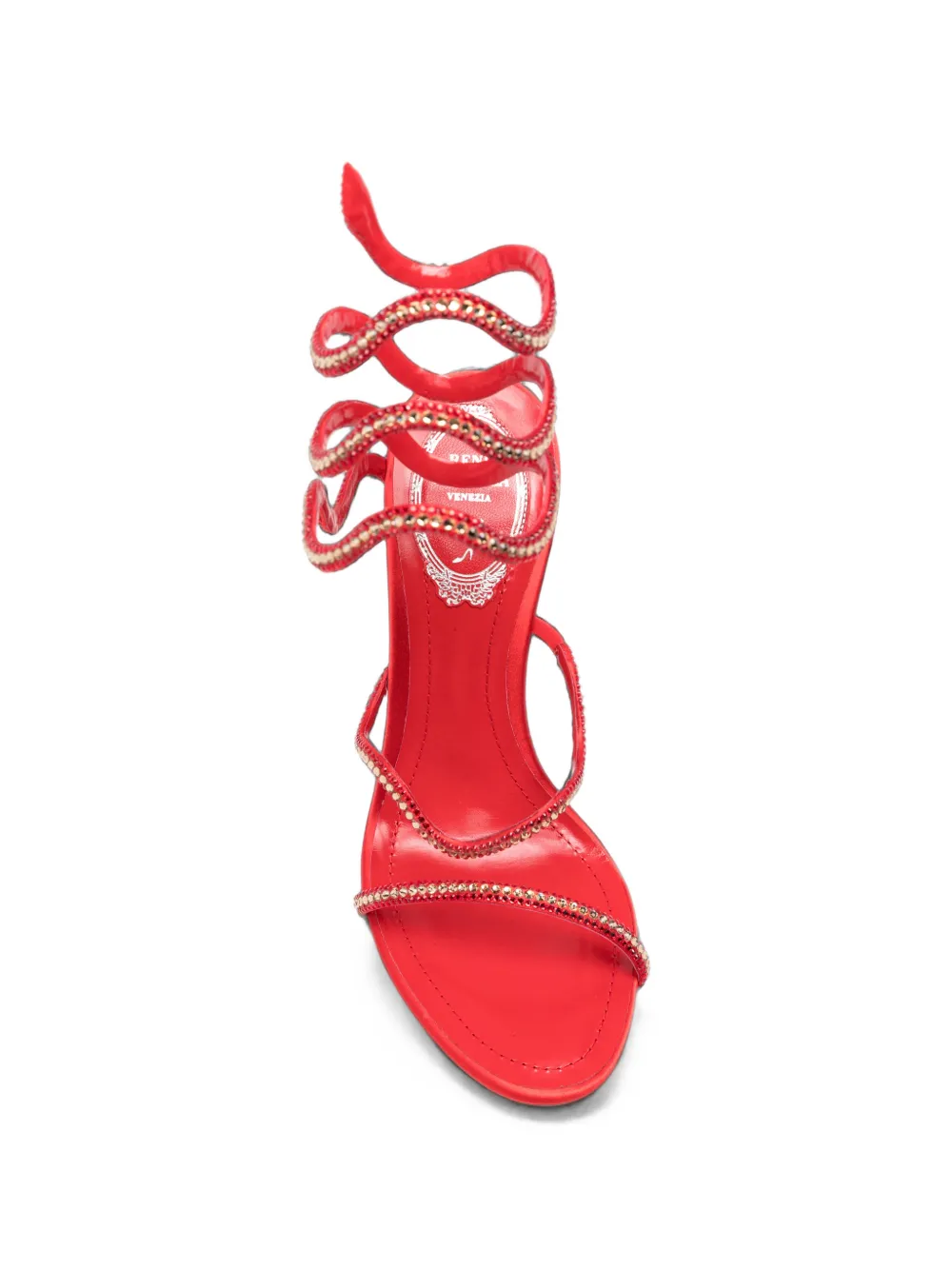 René Caovilla Cleo crystal-embellished sandals Rood