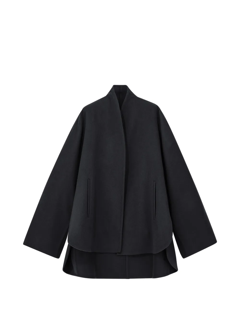 Giorgio Armani Jas met gewelfde zoom en cape Zwart