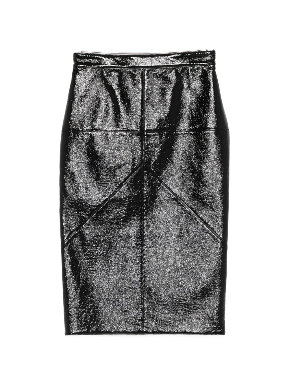 Lanvin crinkled-finish pencil midi skirt - Nero