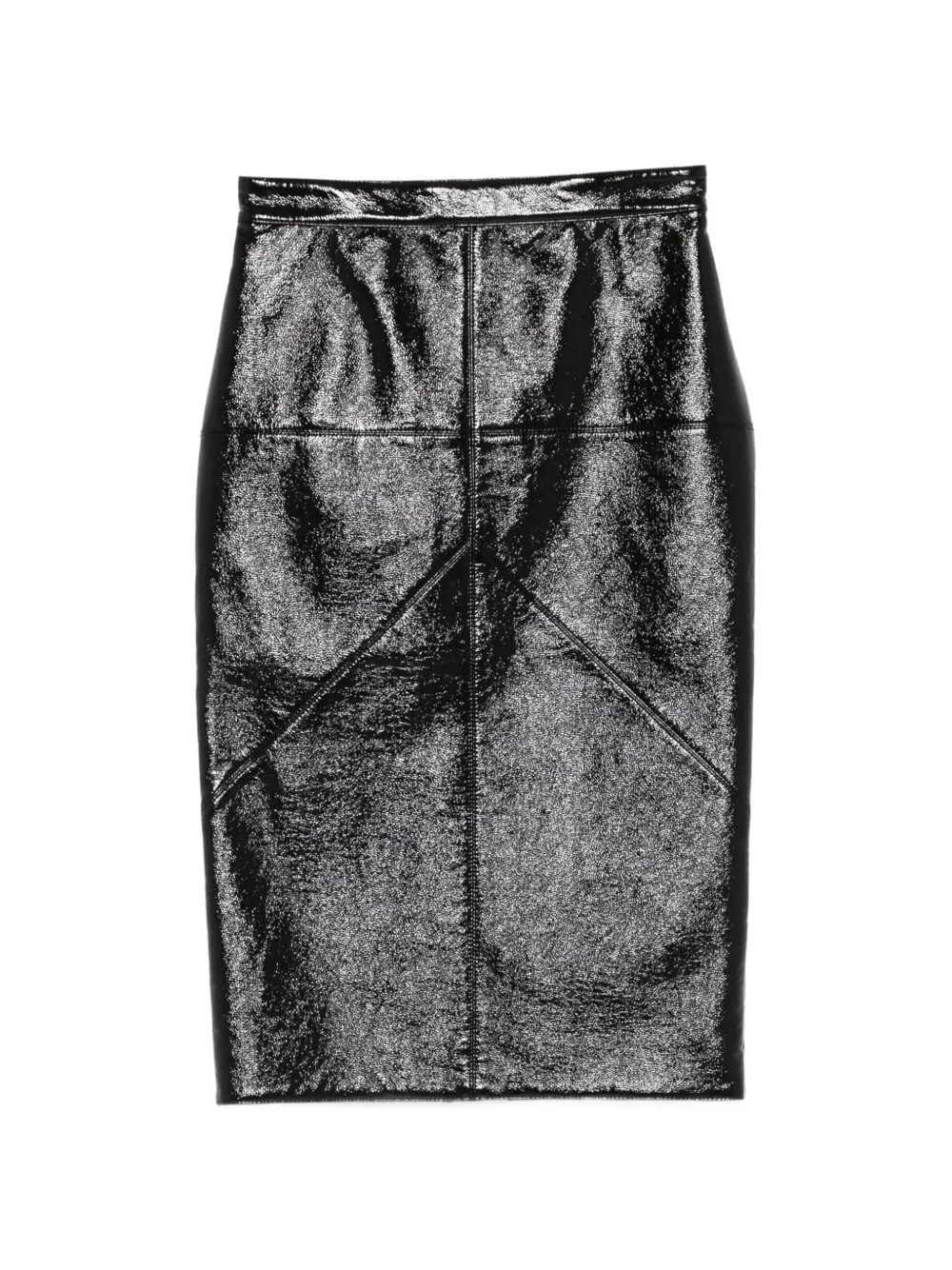 Lanvin crinkled-finish pencil midi skirt - Nero
