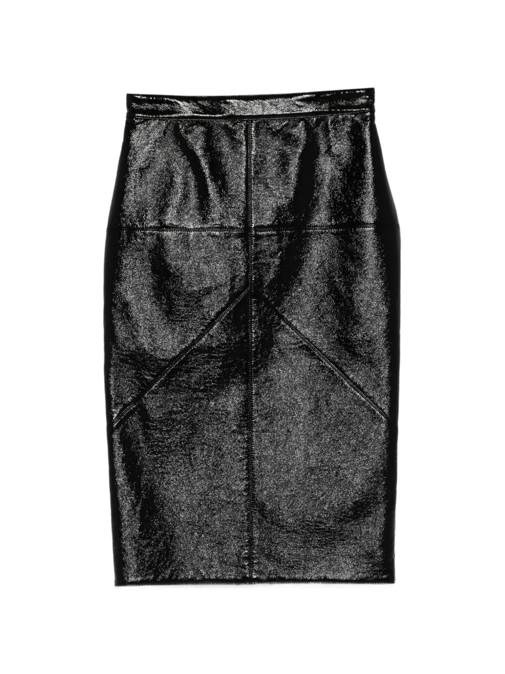 Lanvin crinkled-finish pencil midi skirt - Nero
