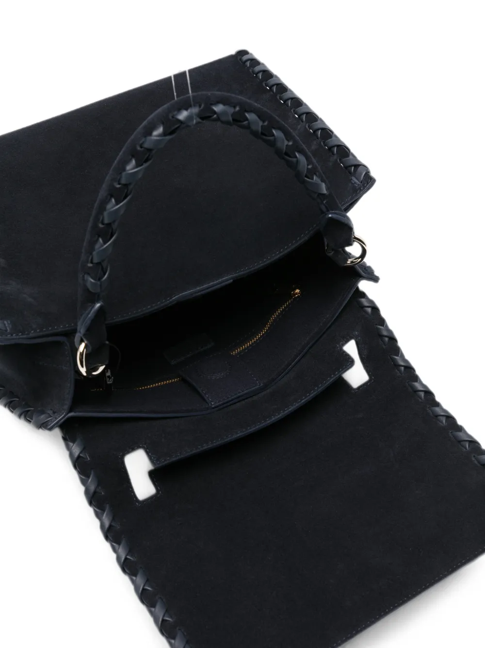 Orciani Suède shopper met gevlochten afwerking Blauw