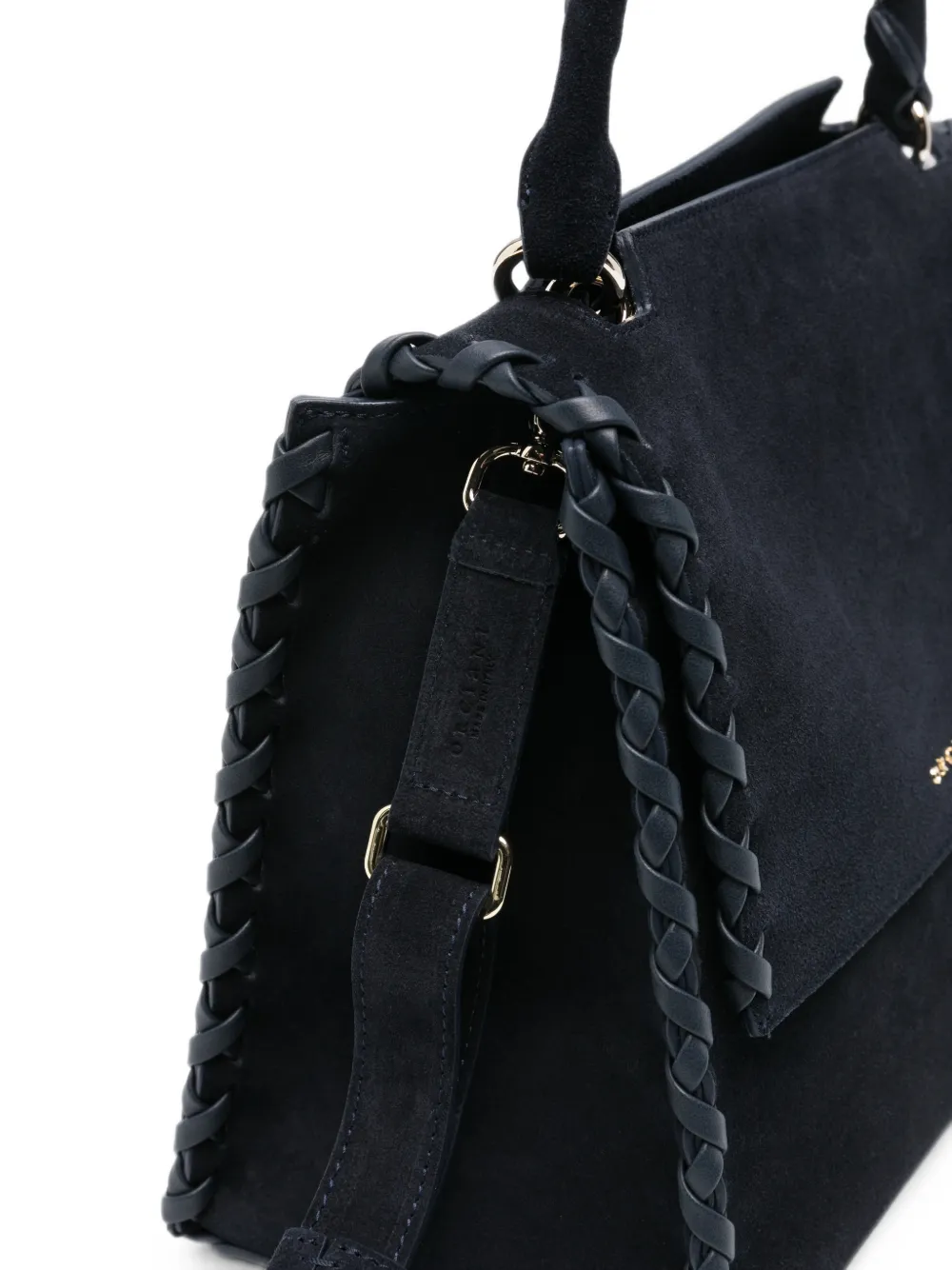 Orciani Suède shopper met gevlochten afwerking Blauw