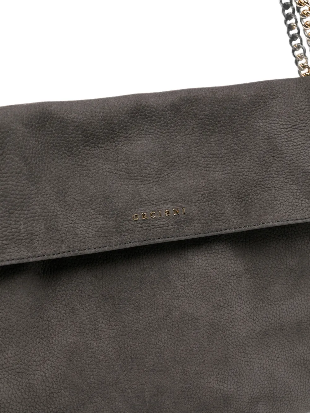 Orciani logo-plaque foldover shoulder bag Grijs