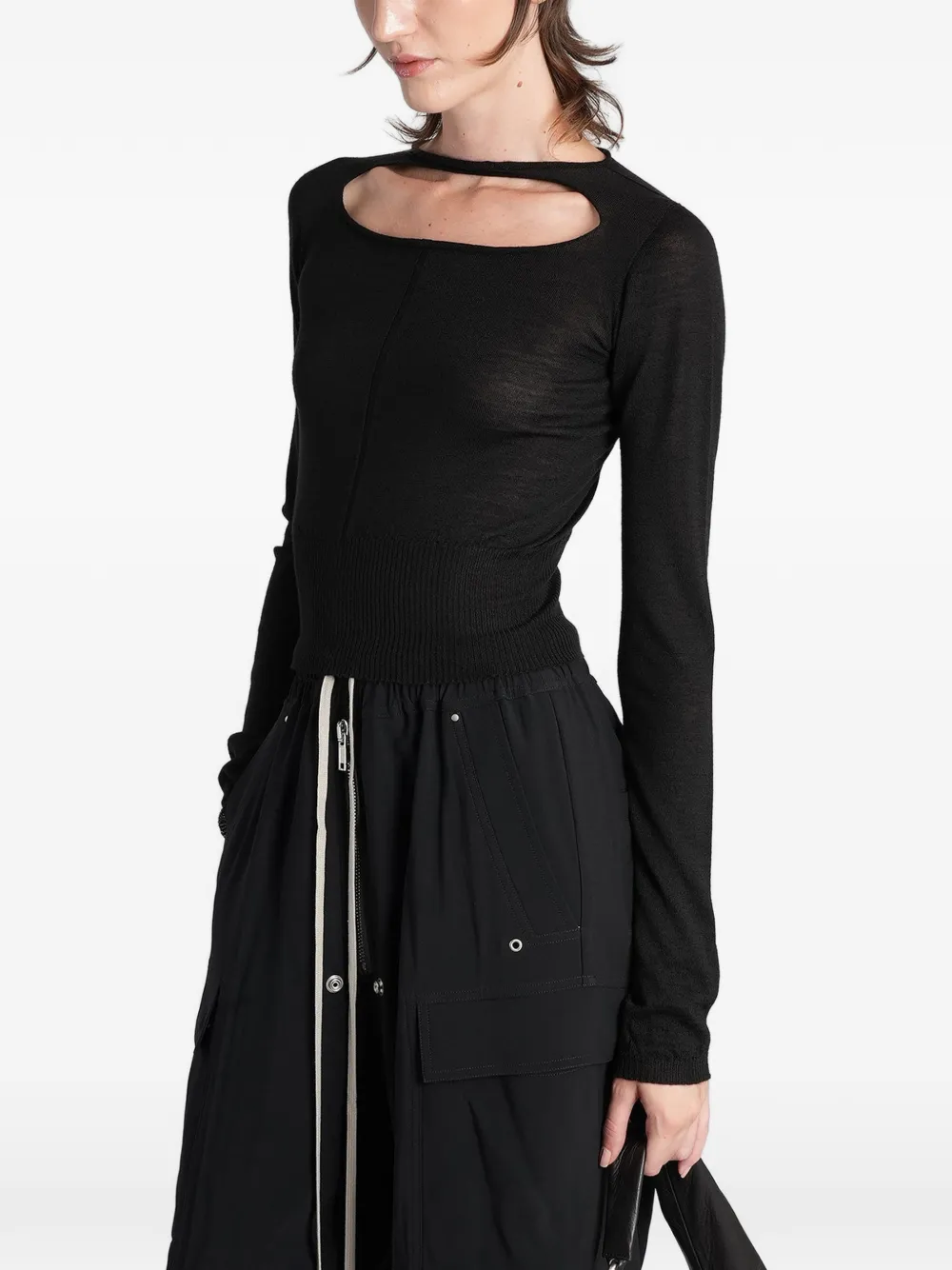 Rick Owens Top met geribbelde afwerking en uitgesneden details Zwart