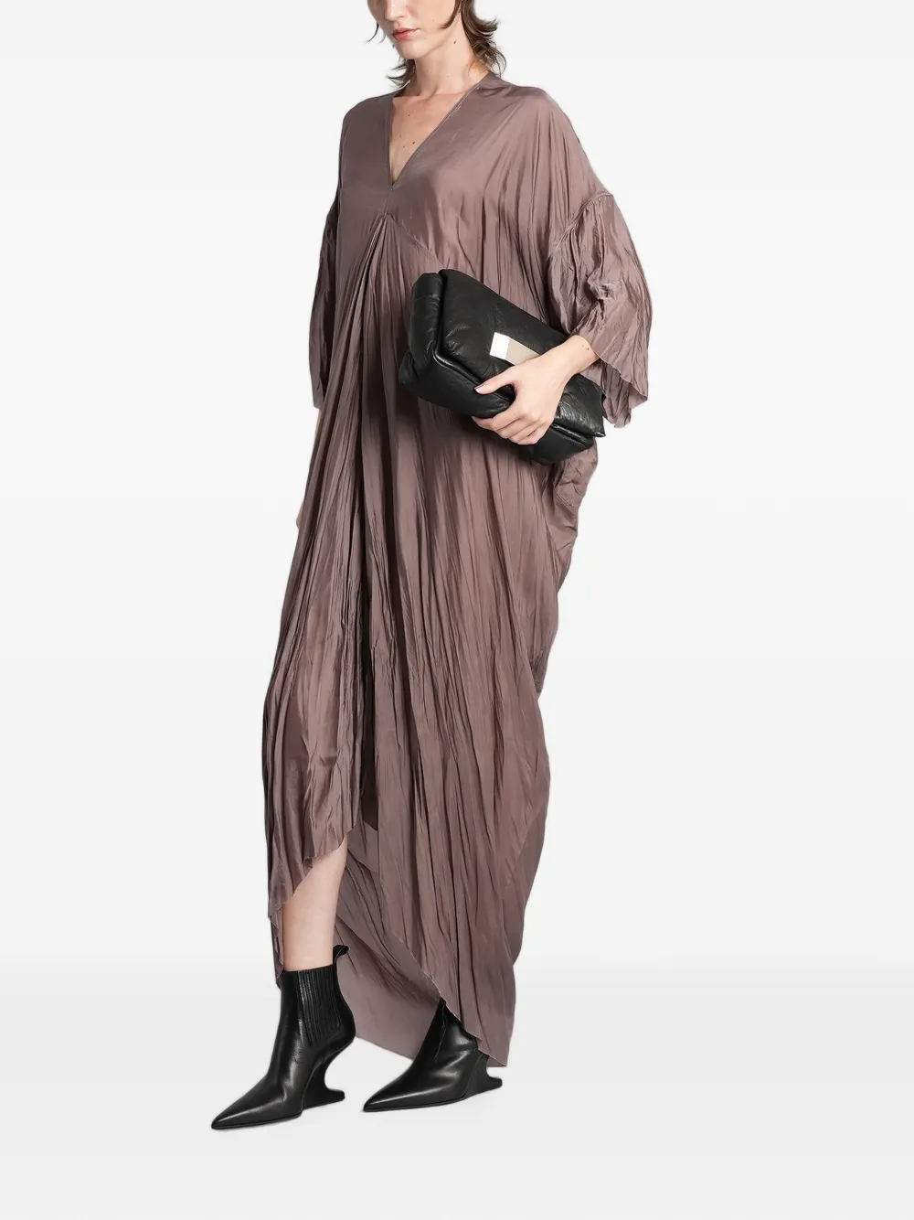 Rick Owens Tommy gedrapeerde gesmockte maxi-jurk Bruin