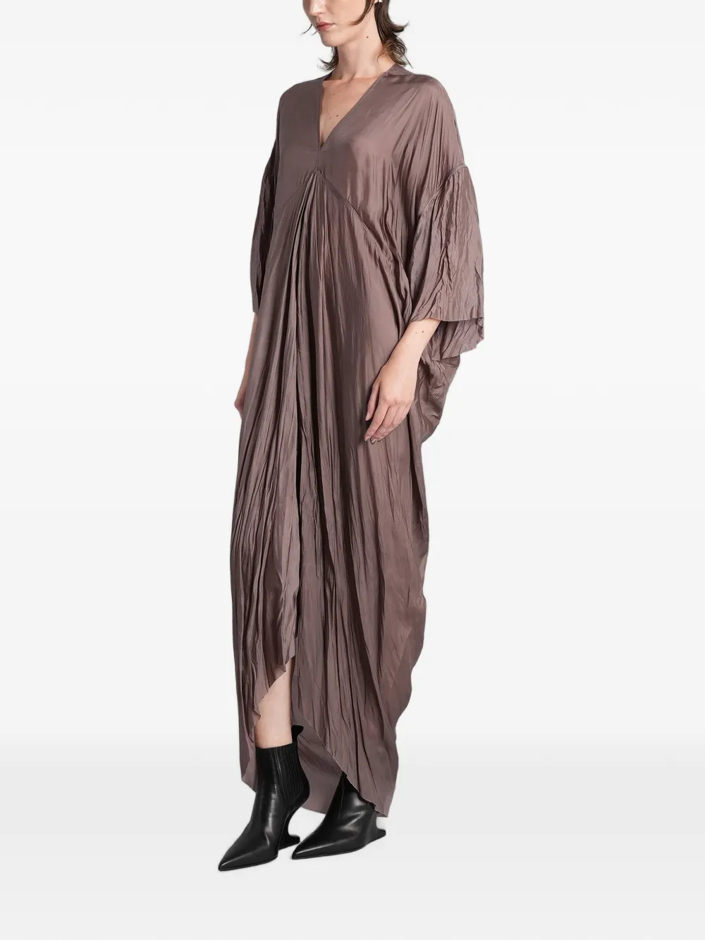 Rick Owens Tommy gedrapeerde gesmockte maxi-jurk Bruin
