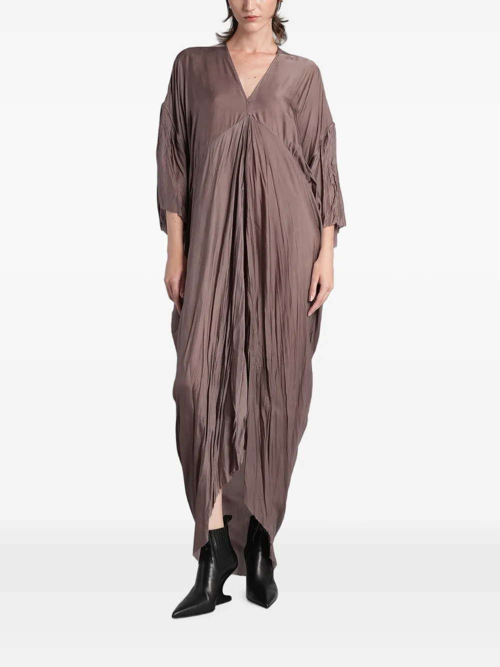 Rick Owens Tommy gathered draped maxi dress - Marrone