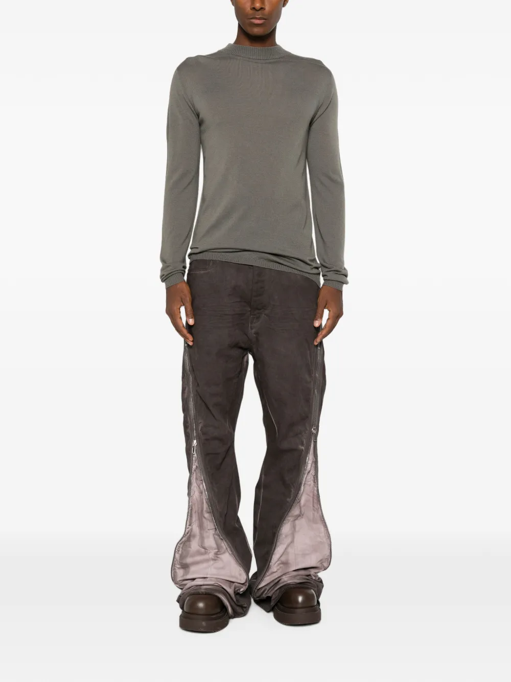 Rick Owens Trui met geribbelde afwerking en lange mouwen Grijs