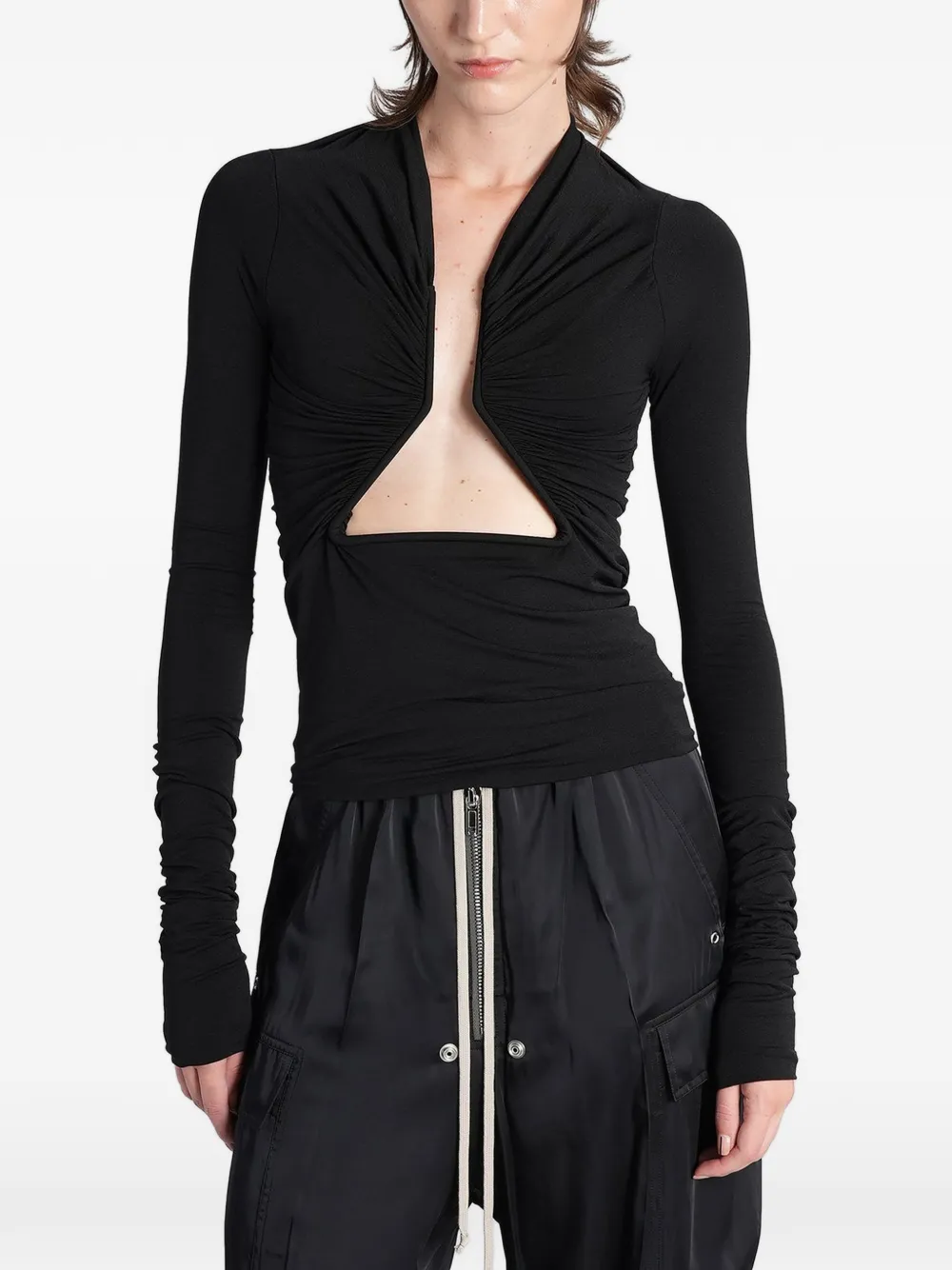 Rick Owens ruched cutout top - Schwarz