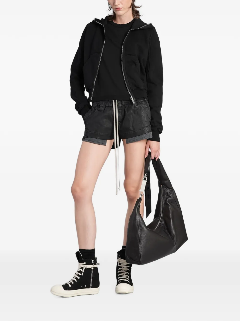 Rick Owens DRKSHDW Fog gelaagde shorts met trekkoord Zwart