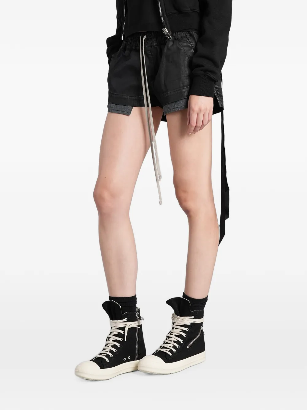 Rick Owens DRKSHDW Fog gelaagde shorts met trekkoord Zwart