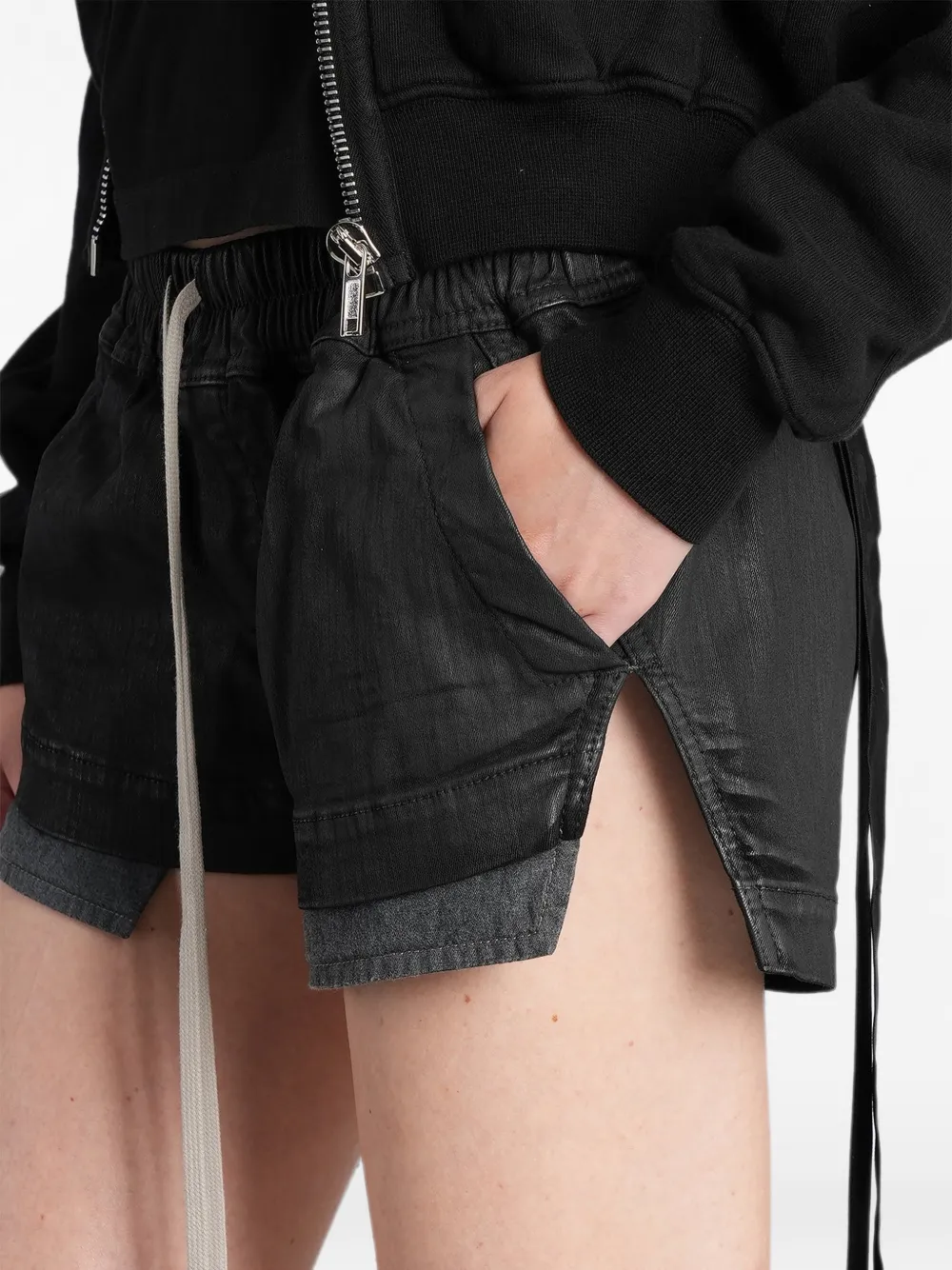 Rick Owens DRKSHDW Fog gelaagde shorts met trekkoord Zwart