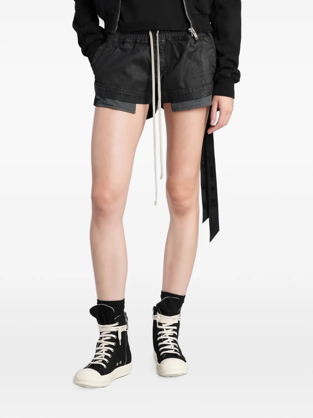 Rick Owens DRKSHDW Fog layered drawstring shorts - Schwarz