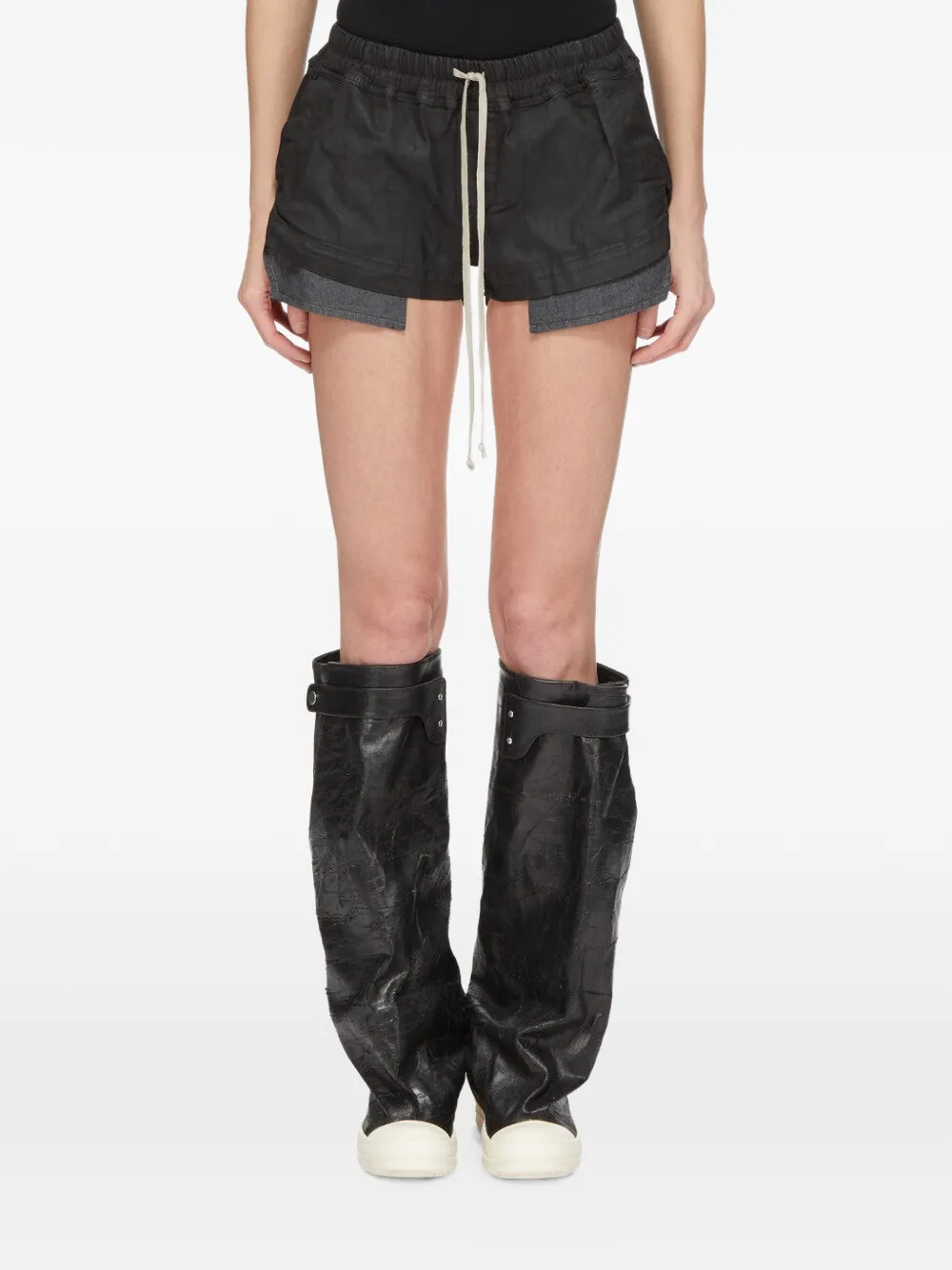 Rick Owens DRKSHDW Fog gelaagde shorts met trekkoord Zwart
