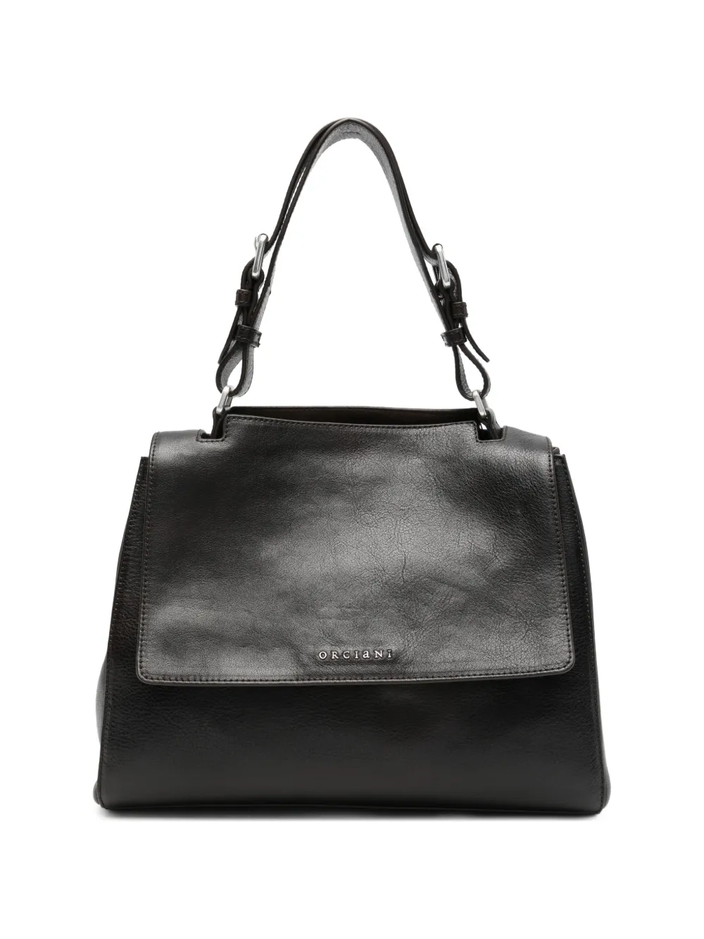 Orciani logo-lettering leather shoulder bag - Marrone