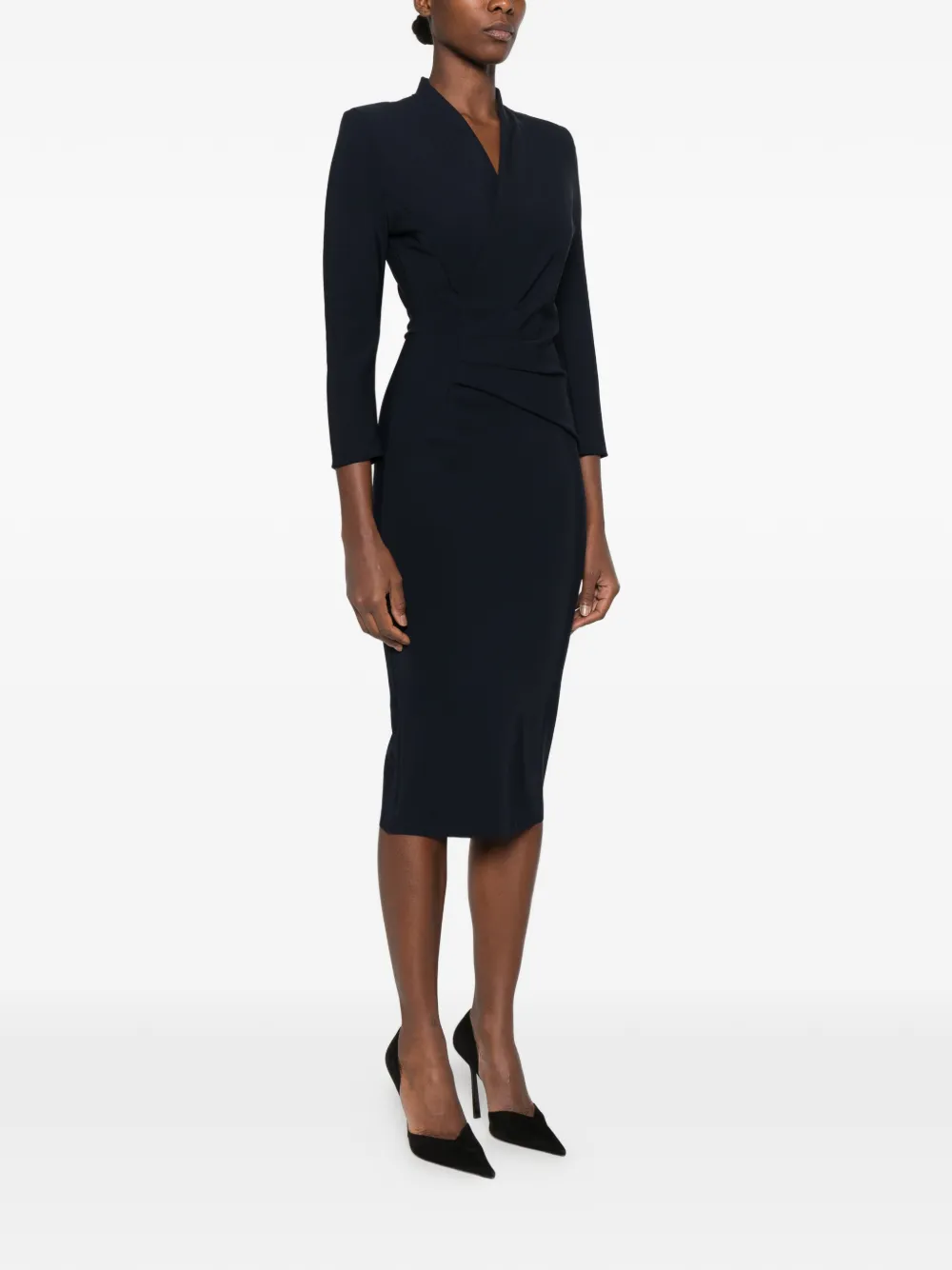 CHIARA BONI La Petite Robe ruched long-sleeve dress Zwart