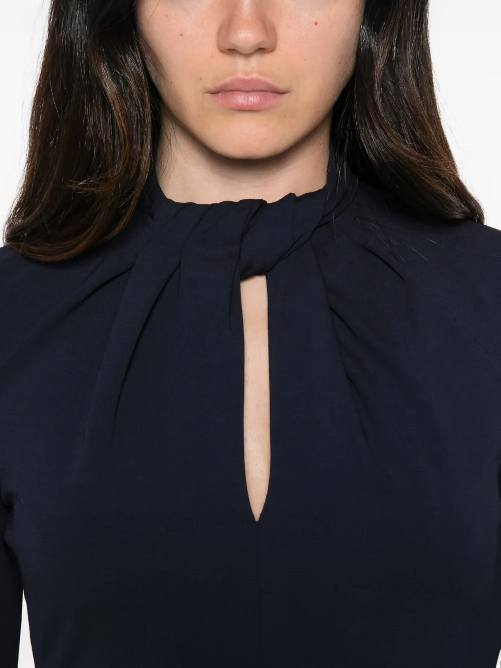 Giorgio Armani Midi-jurk met gedraaid detail en keyhole-halslijn Blauw