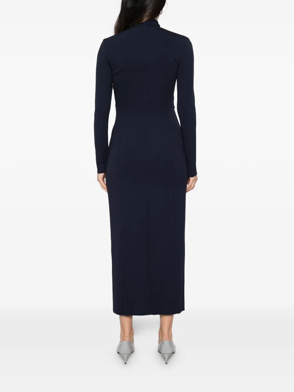 Giorgio Armani Midi-jurk met gedraaid detail en keyhole-halslijn Blauw