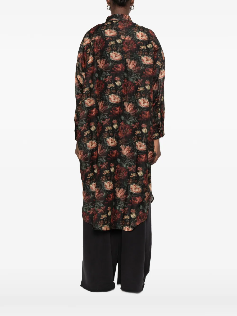 R13 Jumbo oversized blouse met bloemen-print Zwart