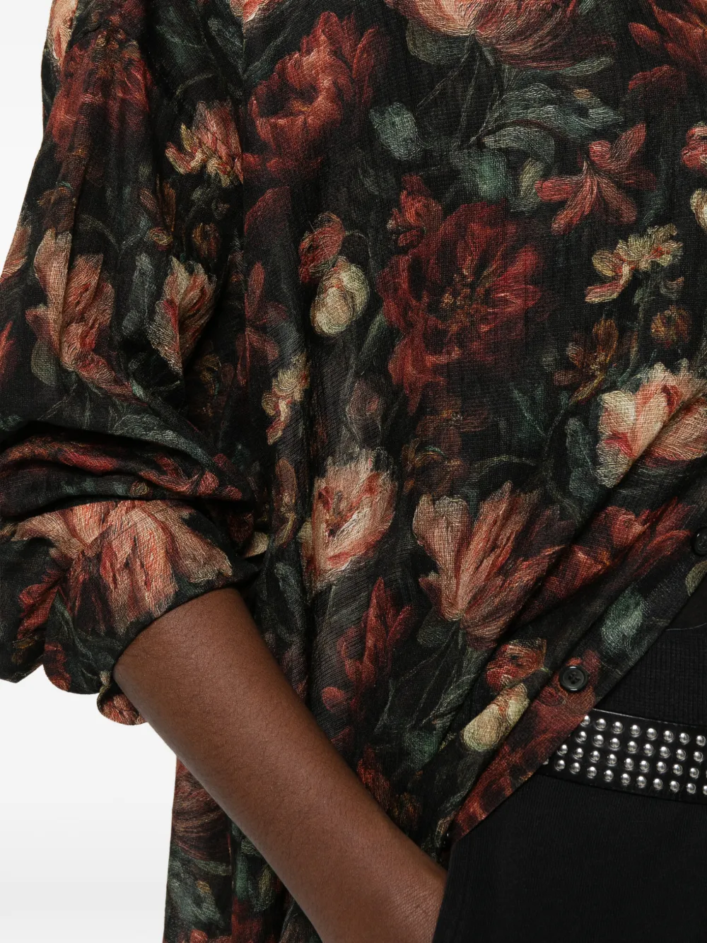 R13 Jumbo oversized blouse met bloemen-print Zwart