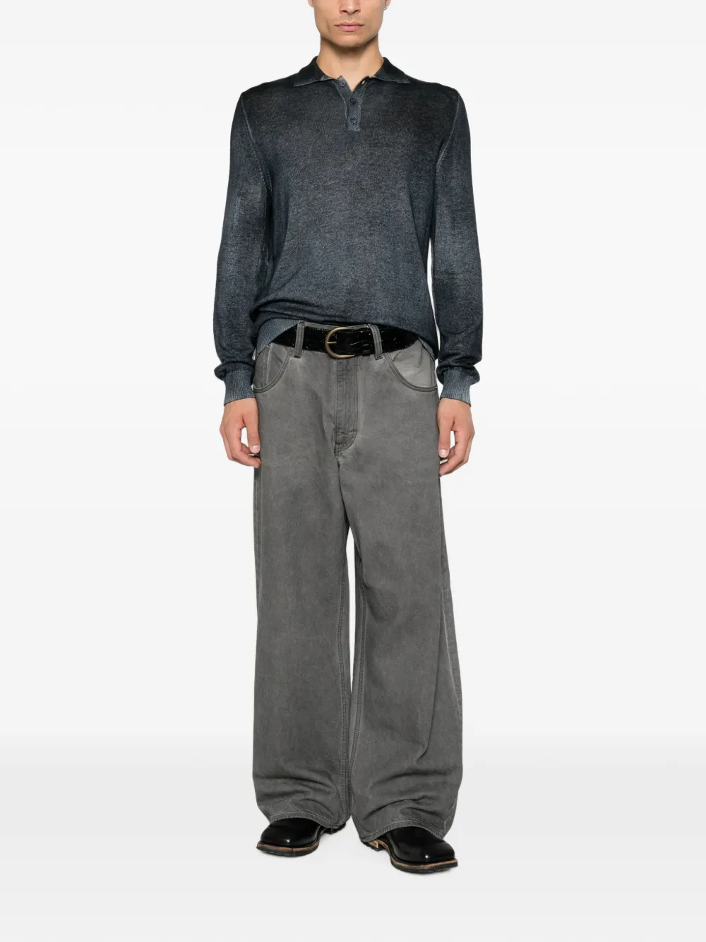 Avant Toi Poloshirt met vervaagd effect Zwart
