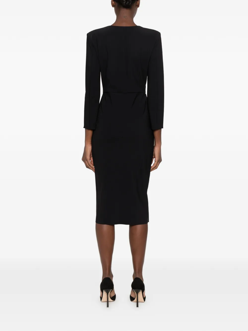 CHIARA BONI La Petite Robe crystal-embellished ruffled dress Zwart