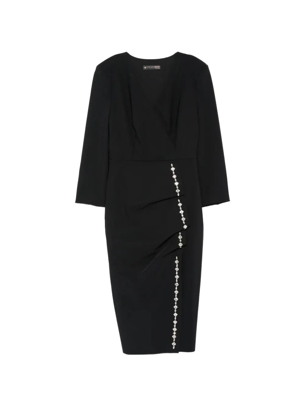 CHIARA BONI La Petite Robe crystal-embellished ruffled dress Zwart