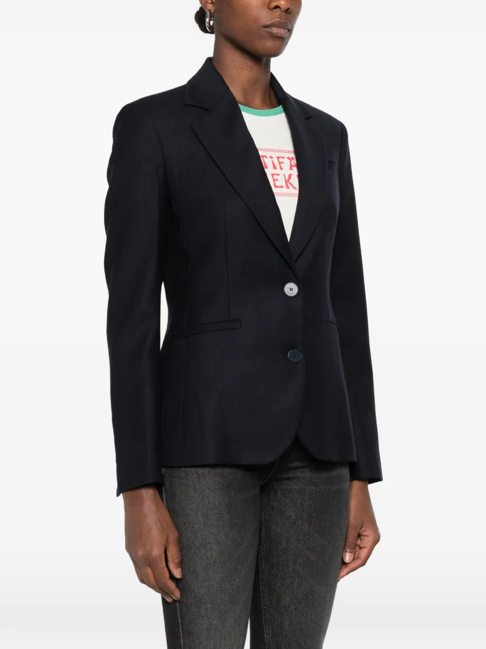 DONDUP logo-plaque single-breasted blazer Blauw