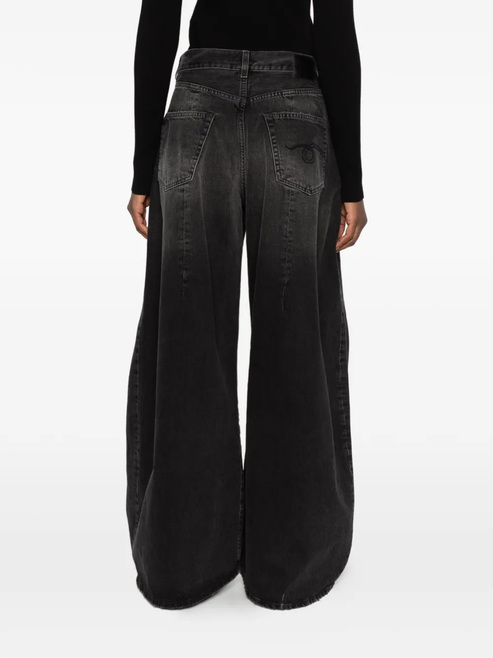 R13 Foldover pleated wide-leg jeans Zwart