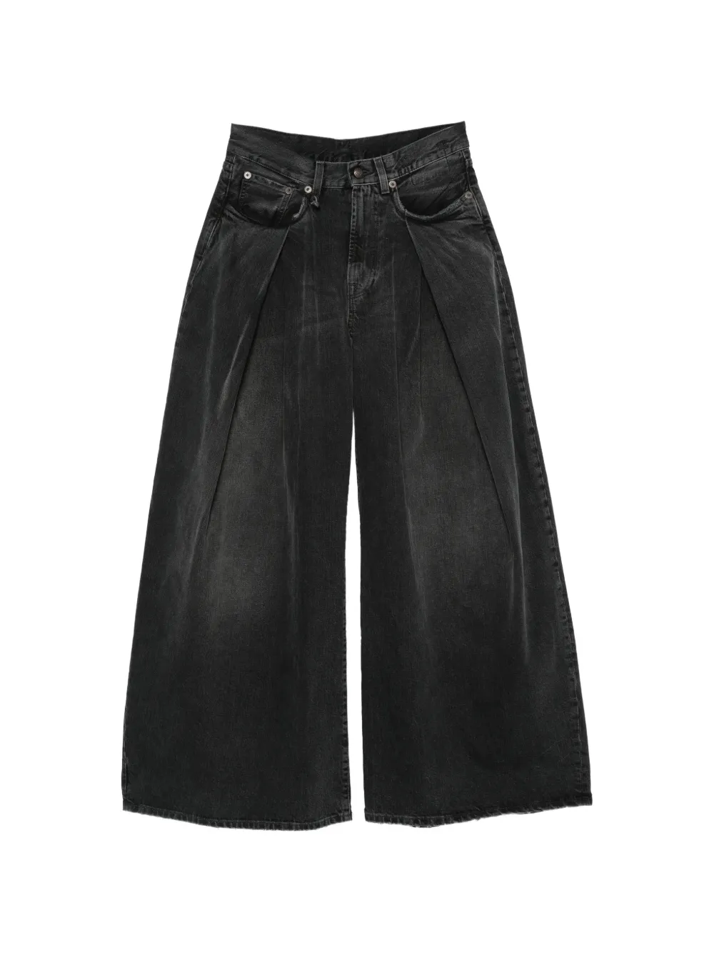 R13 Foldover pleated wide-leg jeans - Schwarz