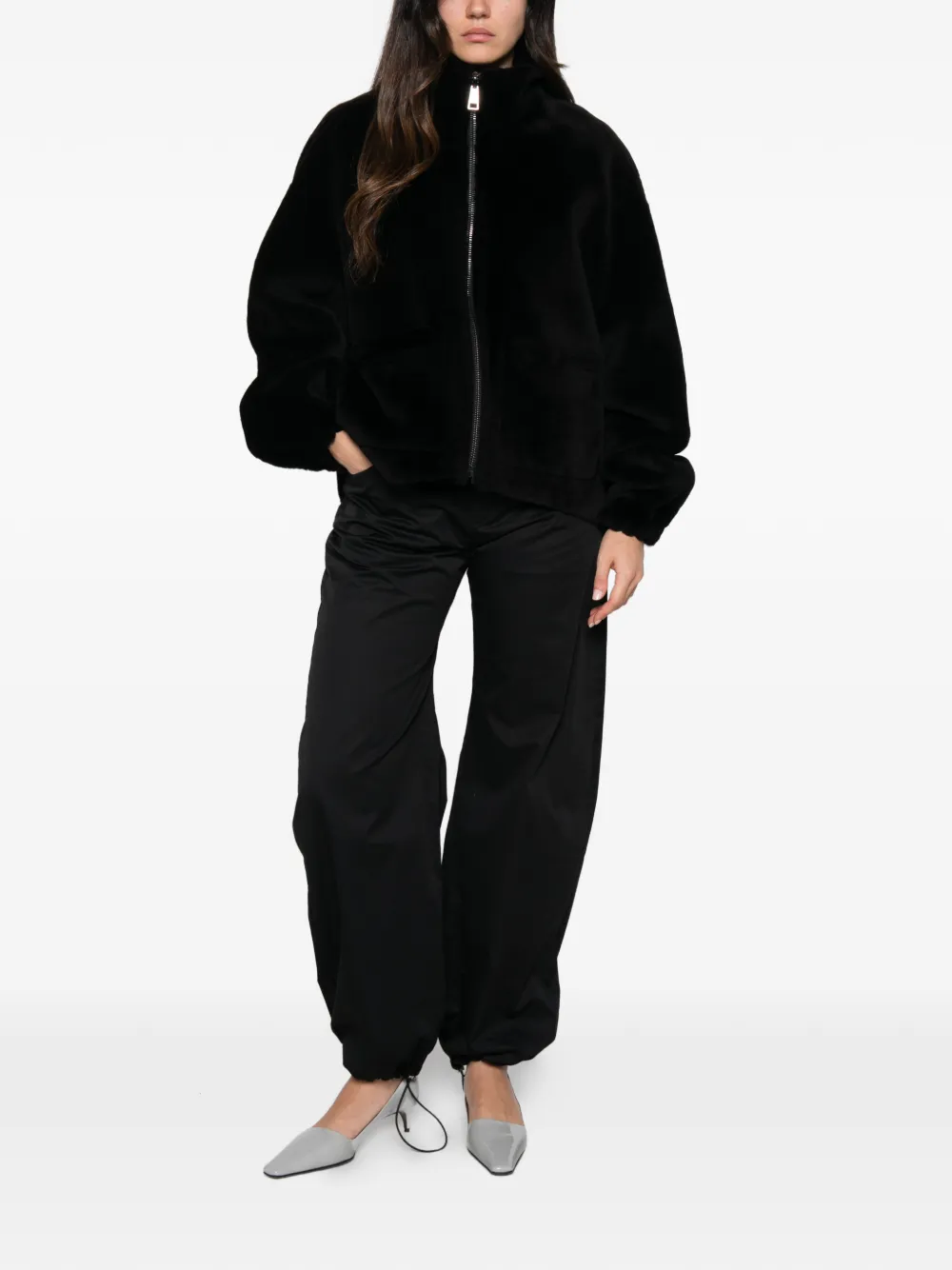 Simonetta Ravizza Reversible Shearling Coat In Black